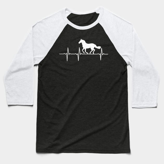 Jumping Horse Shirt | Heartbeat ECG Gift Baseball T-Shirt by Gawkclothing